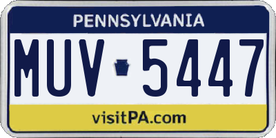 PA license plate MUV5447