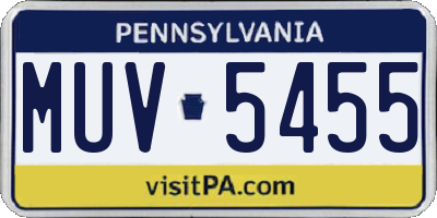 PA license plate MUV5455