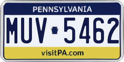 PA license plate MUV5462