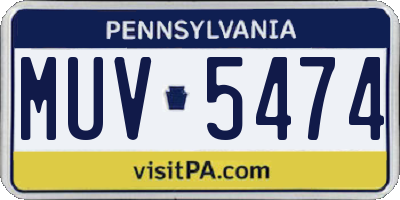 PA license plate MUV5474