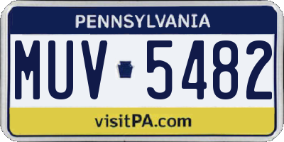 PA license plate MUV5482
