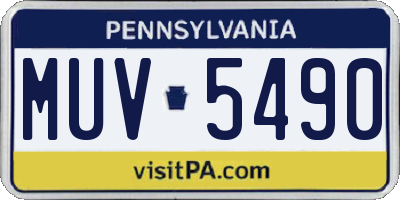 PA license plate MUV5490