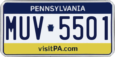 PA license plate MUV5501