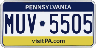 PA license plate MUV5505