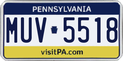 PA license plate MUV5518