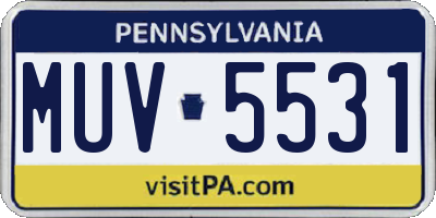 PA license plate MUV5531