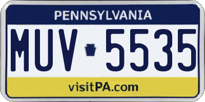 PA license plate MUV5535