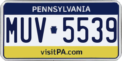 PA license plate MUV5539