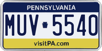 PA license plate MUV5540