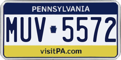 PA license plate MUV5572