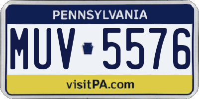 PA license plate MUV5576