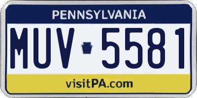PA license plate MUV5581