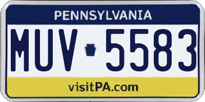 PA license plate MUV5583