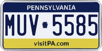 PA license plate MUV5585