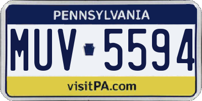 PA license plate MUV5594