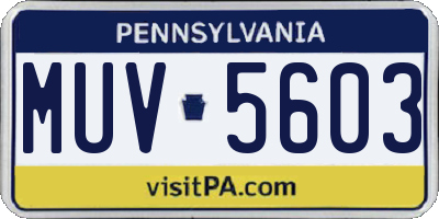 PA license plate MUV5603