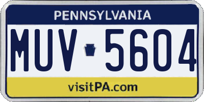 PA license plate MUV5604