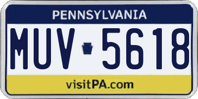 PA license plate MUV5618