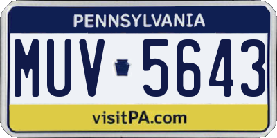 PA license plate MUV5643