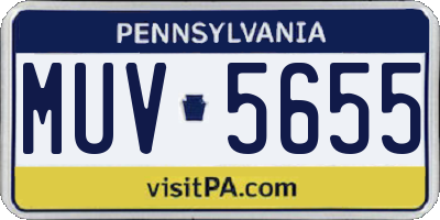 PA license plate MUV5655