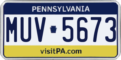 PA license plate MUV5673