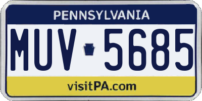 PA license plate MUV5685