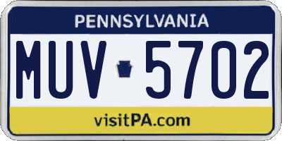 PA license plate MUV5702