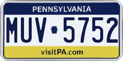 PA license plate MUV5752