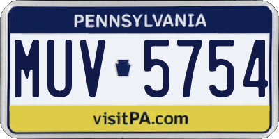 PA license plate MUV5754