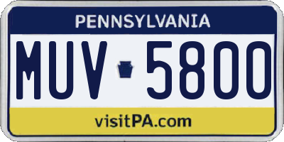 PA license plate MUV5800