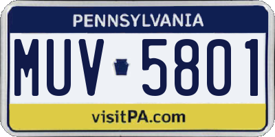 PA license plate MUV5801
