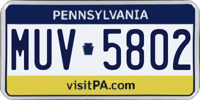 PA license plate MUV5802