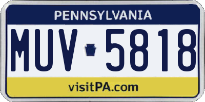 PA license plate MUV5818