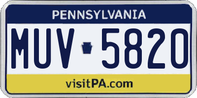 PA license plate MUV5820