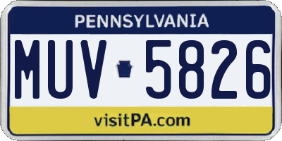 PA license plate MUV5826