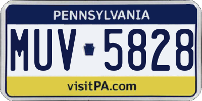 PA license plate MUV5828