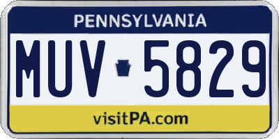 PA license plate MUV5829
