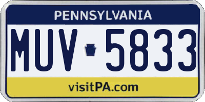 PA license plate MUV5833