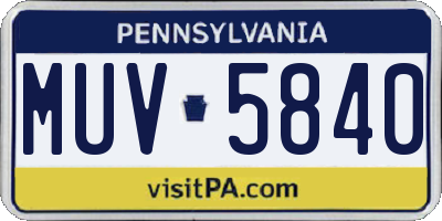 PA license plate MUV5840