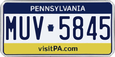 PA license plate MUV5845