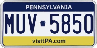 PA license plate MUV5850