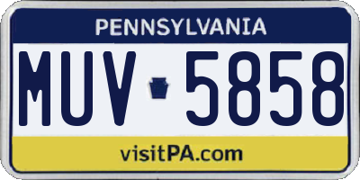 PA license plate MUV5858