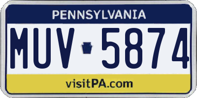 PA license plate MUV5874