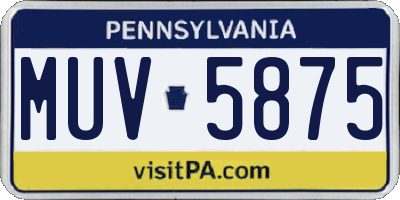 PA license plate MUV5875