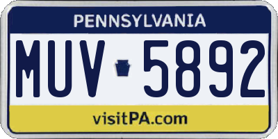 PA license plate MUV5892