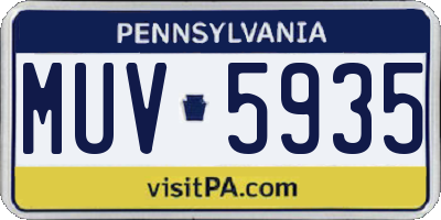 PA license plate MUV5935