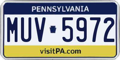 PA license plate MUV5972