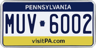 PA license plate MUV6002