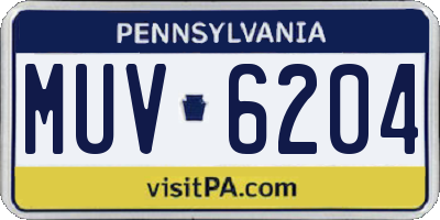 PA license plate MUV6204