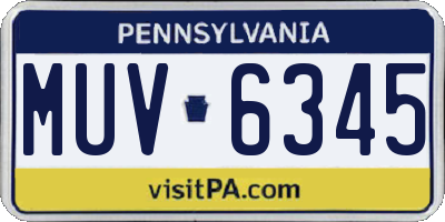 PA license plate MUV6345